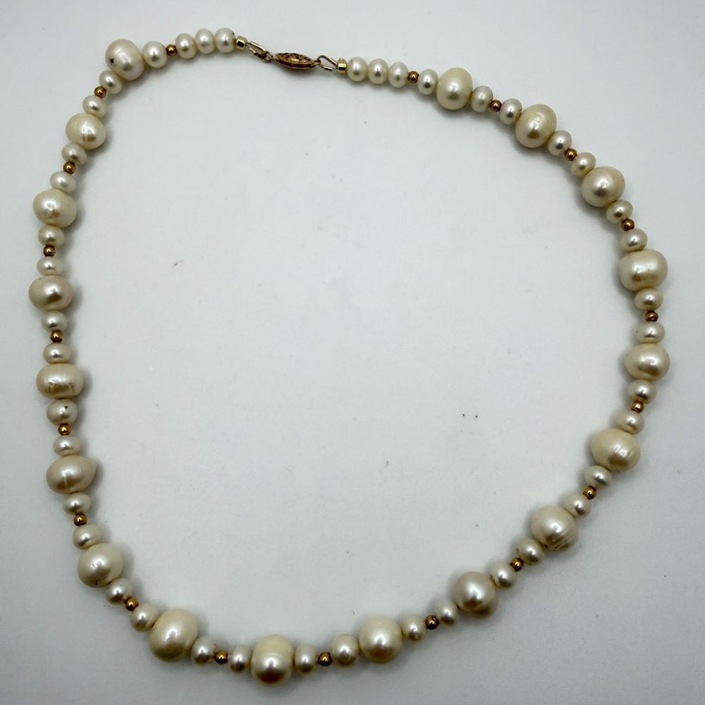 18" VTG, revived cultured pearls w/ 14kt yellow gold clasp and beaded necklace!